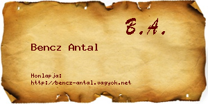 Bencz Antal névjegykártya